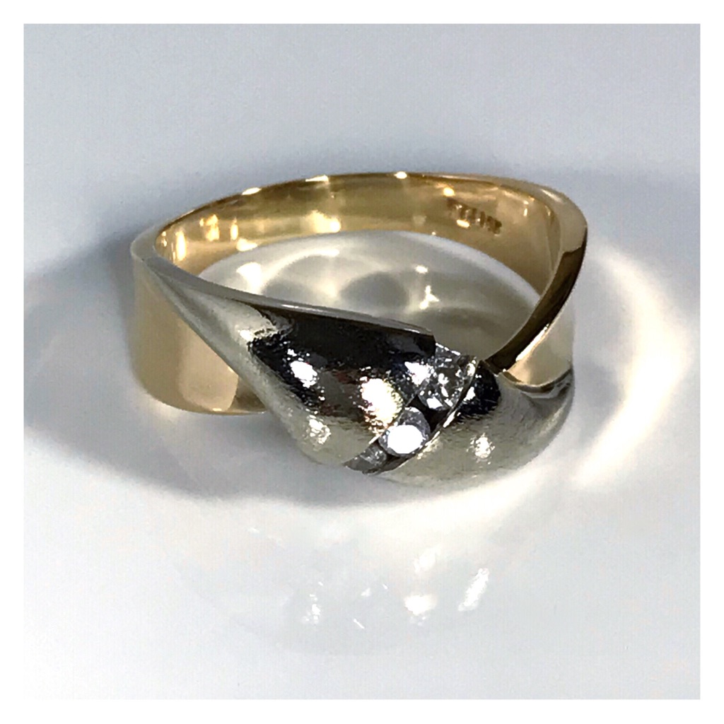 14kt 28 Carat Diamond Solid Yellow  Champagne Gold Bypass Ring